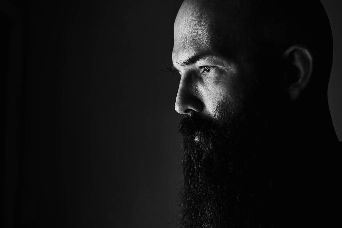 A man's stare in the dark