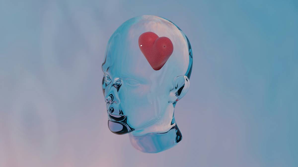 A seethrough head with a heart in place of a brain.